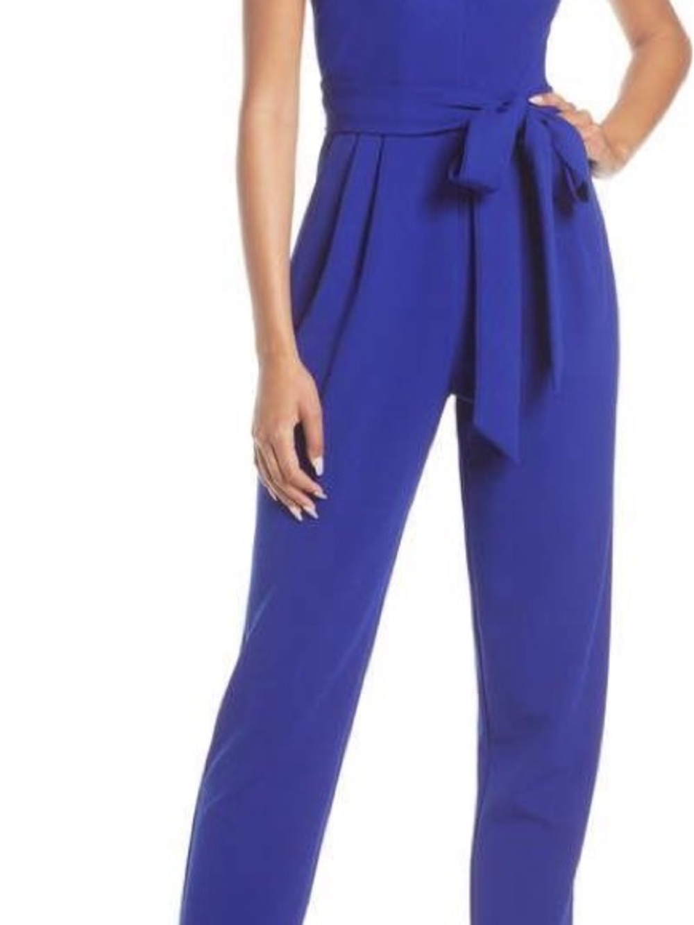 Eliza J Cobalt Sleeveless Jumpsuit with Self Tie